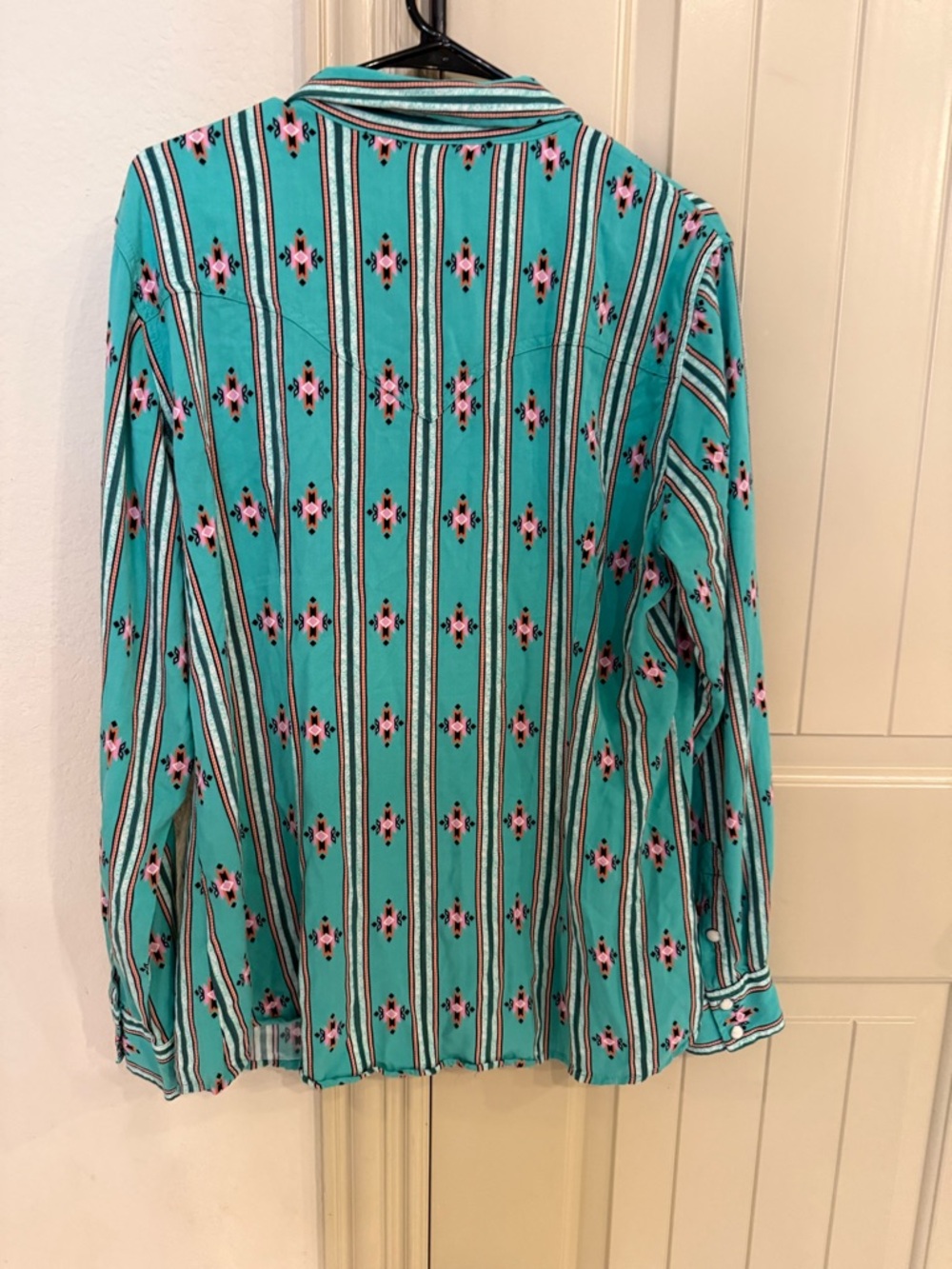 Wrangler Retro Southwestern Strip Snap Long Sleeve Shirt Western Top SIZE XL - Picture 6 of 8